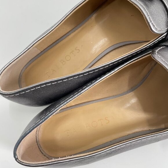 Talbots Gunmetal Leather Knot Slip On Loafers Flats Womens Size 8.5 Classic - Picture 8 of 9